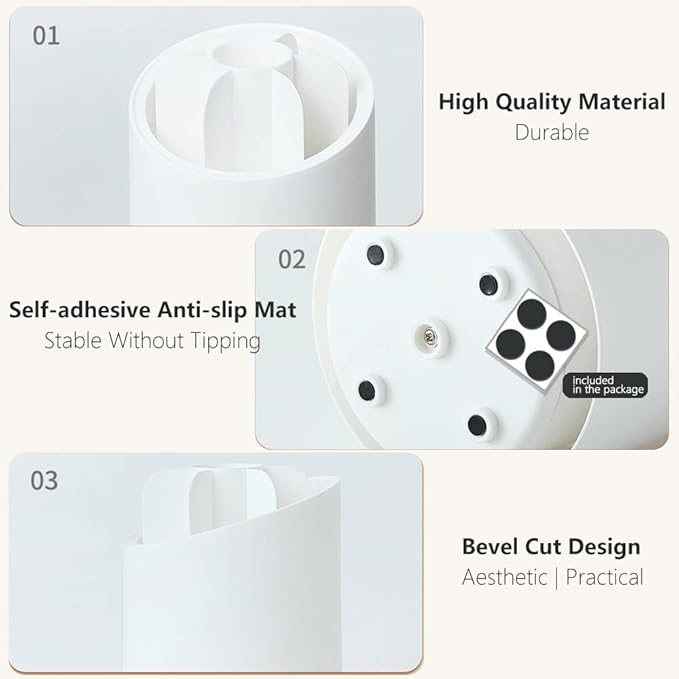 Makeup Brush Holder Organizer with Lid, Rotating Dustproof Make Up Brushes Container with Clear Acrylic Cover, Spinning Cosmetics Holders Storage Cup for Vanity Desktop Bathroom Countertop