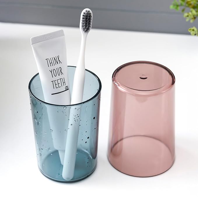 Wall Mounted Toothbrush Holder with 2 Mouthwash Cups | Bathroom Toothbrush Organizer | Multi-Compartment, Dustproof & BPA-Free Brush Holder for Bathroom Storage