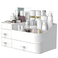 Makeup Organiser with Drawers,Large Capacity Counter top Organiser for Vanity,Bathroom and Bedroom Desk Cosmetics Organiser for Skin Care,Brushes, Eye-shadow, Lotions, Lipstick - White