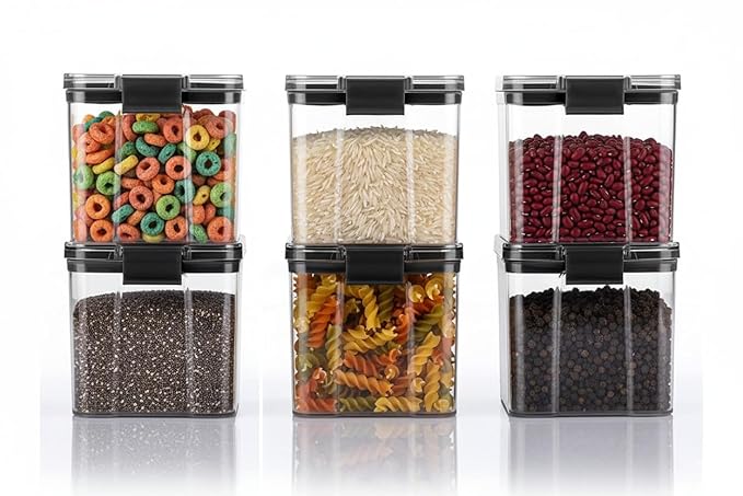 Air-Tight Kitchen Storage Containers Set of 6 (700 ML Each) | Transparent Plastic Boxes for Fridge, Pantry & Home Organization | Food Grade, Multi-Purpose Storage | Storage Box