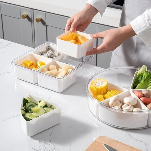 Dry Fruit Box for Gift, Decorate Your Dining Table on This Diwali with dryfruit Storage Container airtight, Masala Box for Kitchen, 4 Compartment Lunch Box (white)