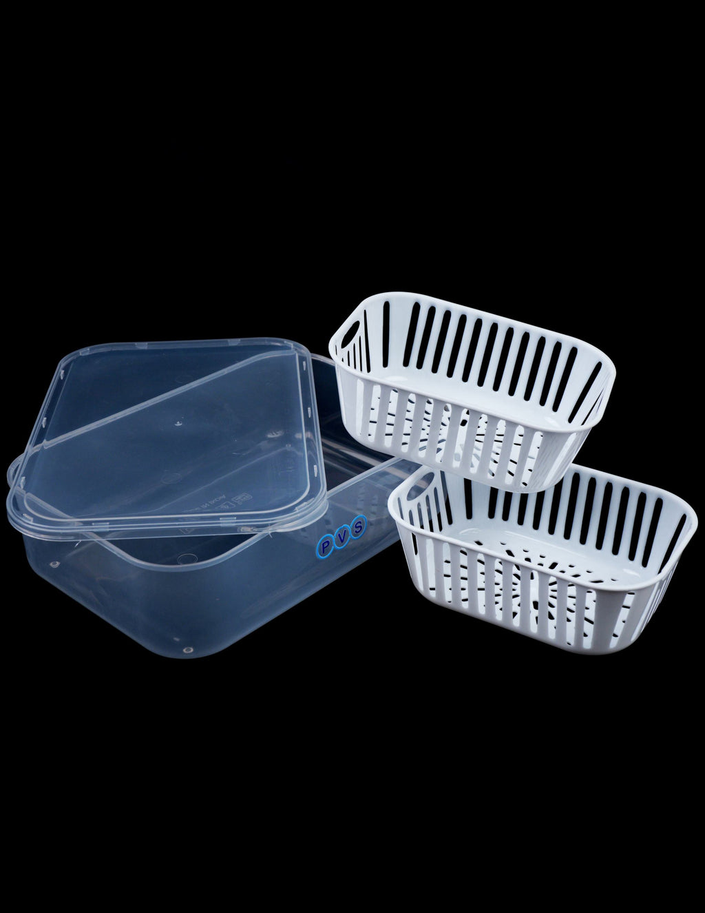 2 comaprtment Airtight Fridge food storage container-Removable Drain Tray Cup Kitchen Ingredients Box - Refrigerator Organizer for Fruit Ginger Garlic Onion Green Coriander (2 CUP 1 UNIT)