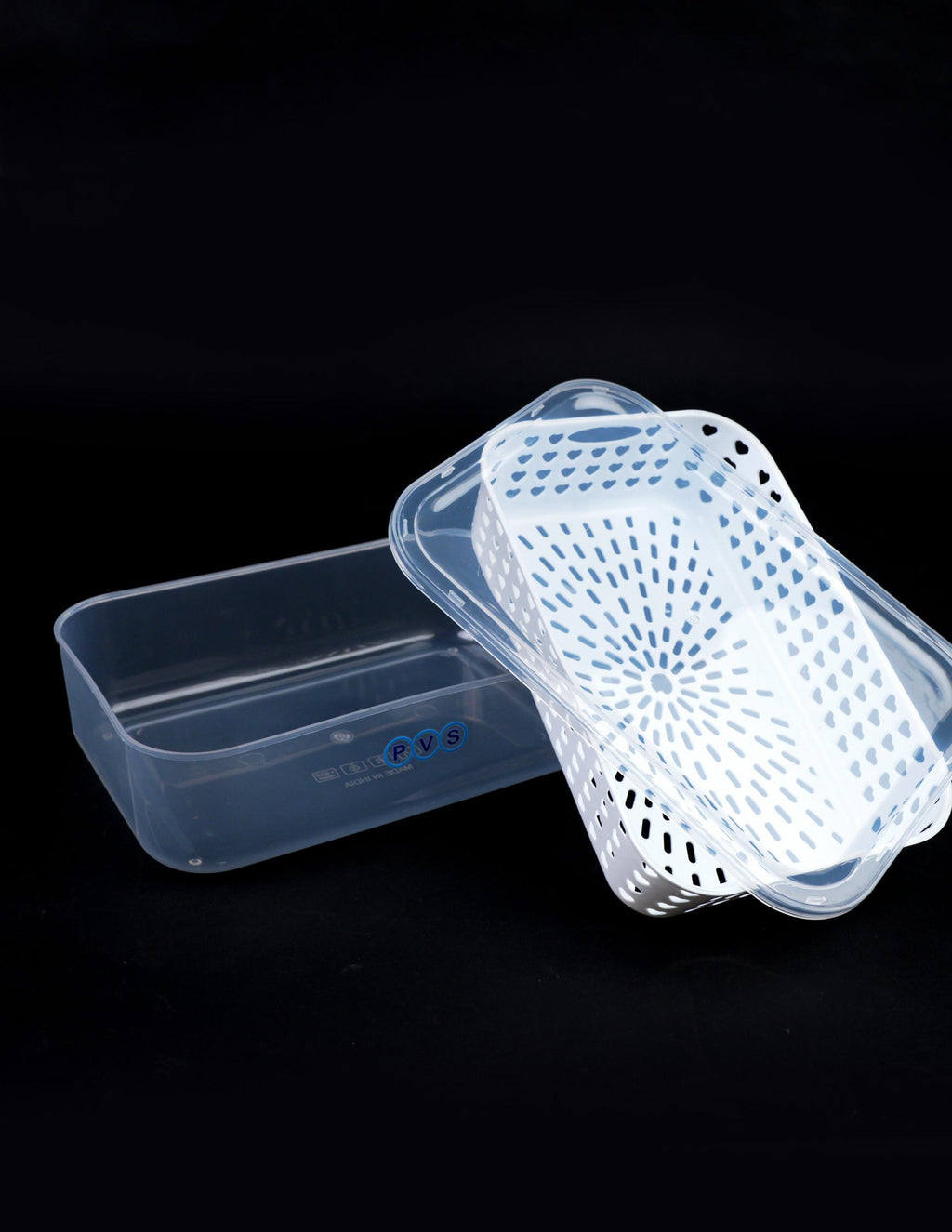 1 comaprtment Airtight Fridge food storage container-Removable Drain Tray Cup Kitchen Ingredients Box - Refrigerator Organizer for Fruit Ginger Garlic Onion Green Coriander