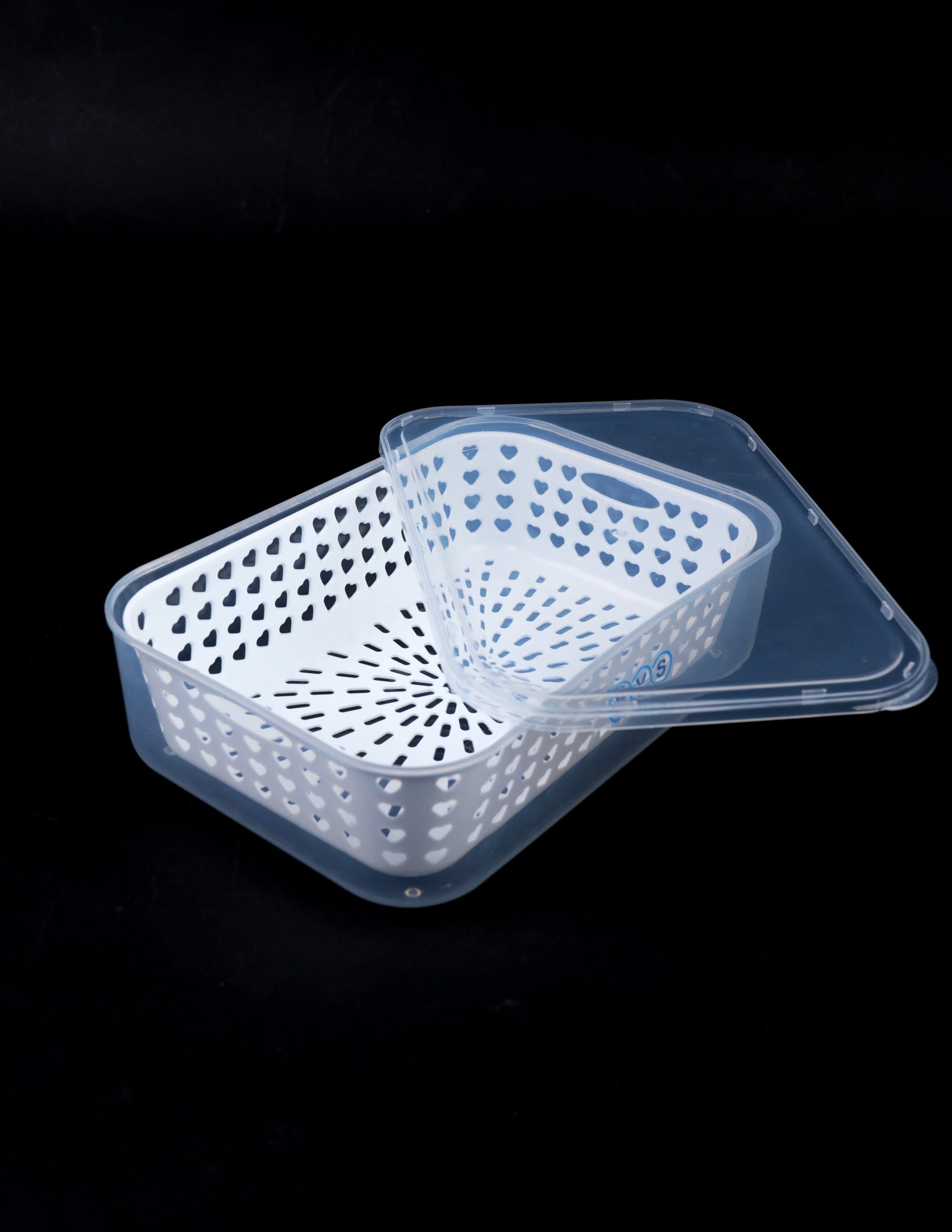 1 comaprtment Airtight Fridge food storage container-Removable Drain Tray Cup Kitchen Ingredients Box - Refrigerator Organizer for Fruit Ginger Garlic Onion Green Coriander