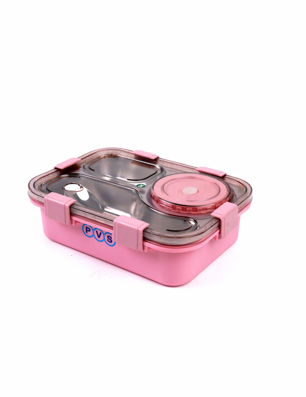 Koi Koi Lunch Box 3 Compartment Out Side-Leak-Proof BPA Free Stainless Steel, Lunch Box for Girls, Lunch Box for School with a Spoon and a Pair of Chopsticks 750 ml (Pink)