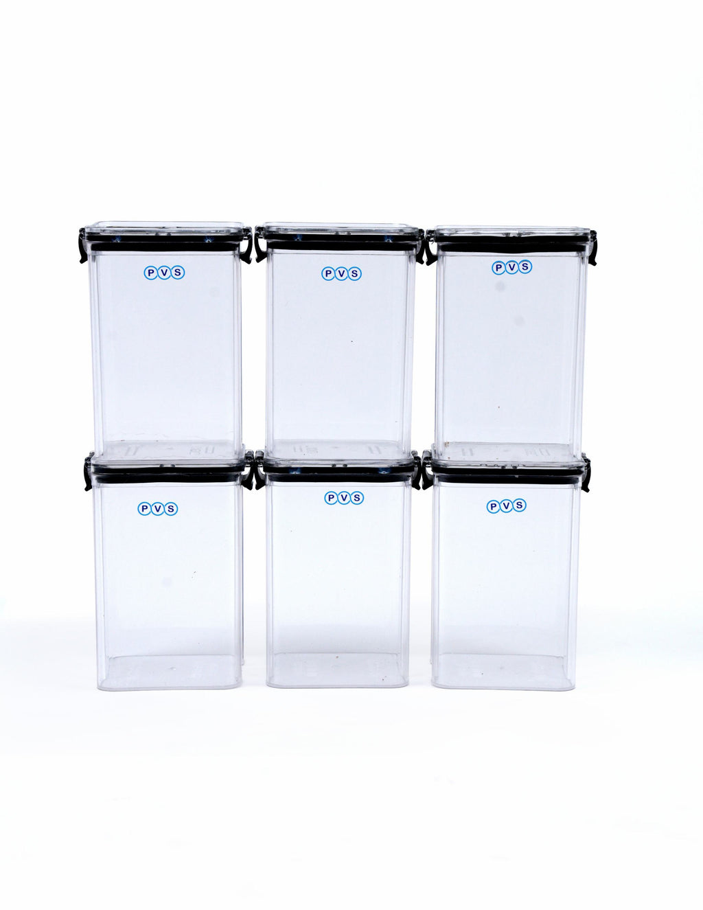 Plastic Air Tight BPA Free Containers For Kitchen Storage Set, Storage Jar Food & Multipurpose Pantry Oraginzer,1100 ML Set of 6, Black