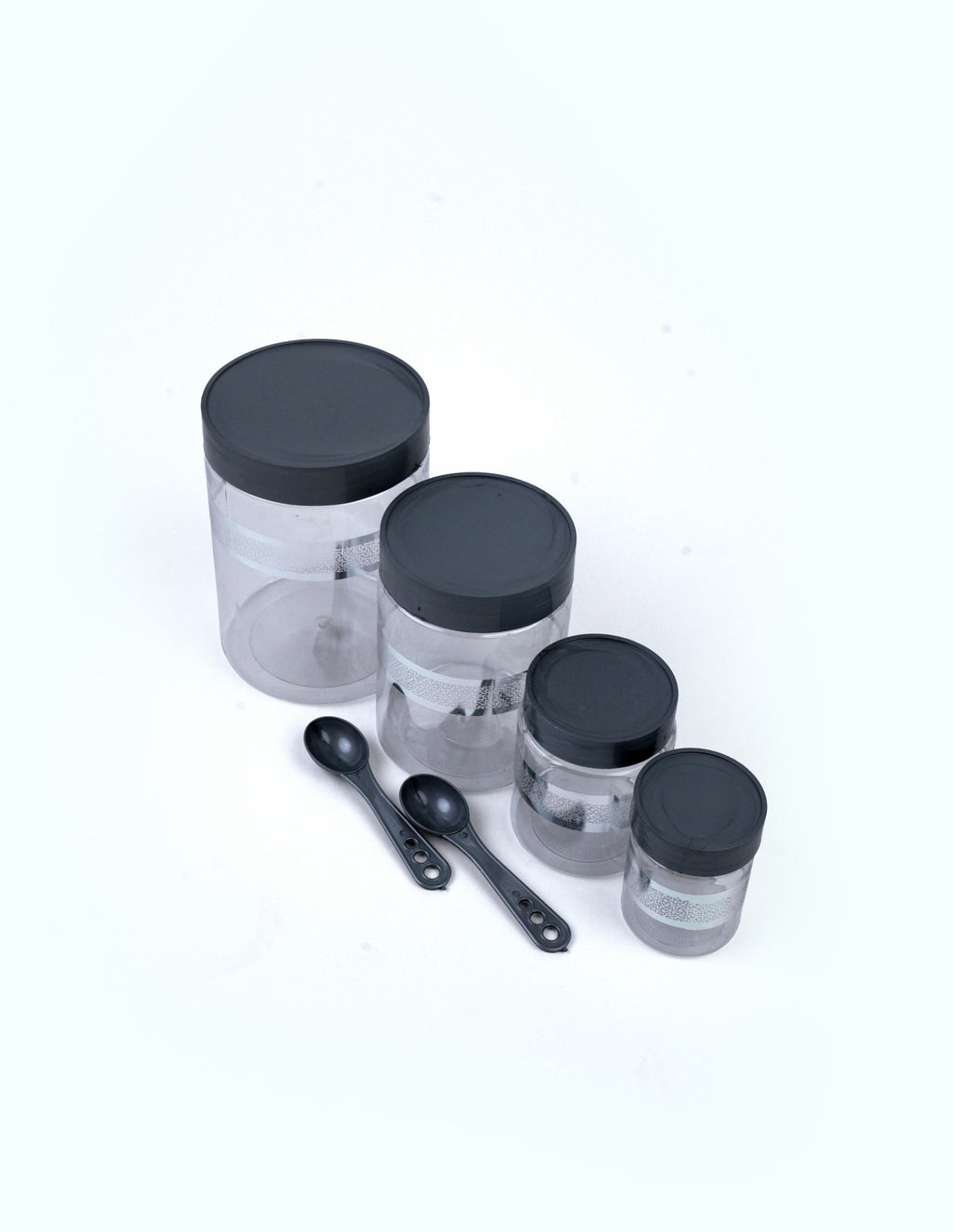 Kitchen Accessories Items, Plastic Storage Containers Jars with Plastic Cap - 100% Food Grade, Airtight, (12 Pcs) (Silver)