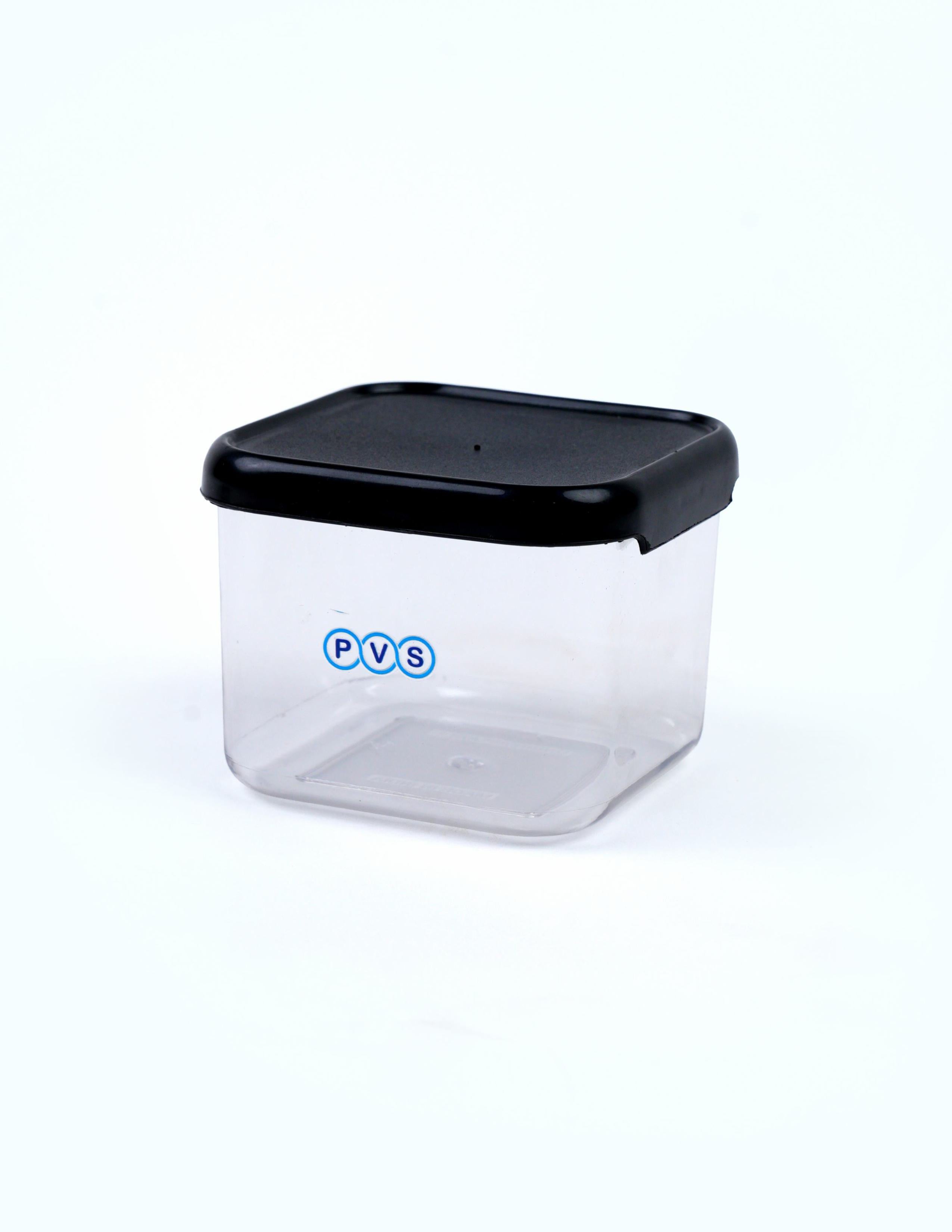 Veda Food Storage Containers with Black Lids,10 x 8 cm, Square Shape,Air Tight Kitchen Containers Set (Pack of 6, 500 ML) for Storage Pulses, Cereal,s Grains, Dry Fruits,BPA Free,Transparent Plastic