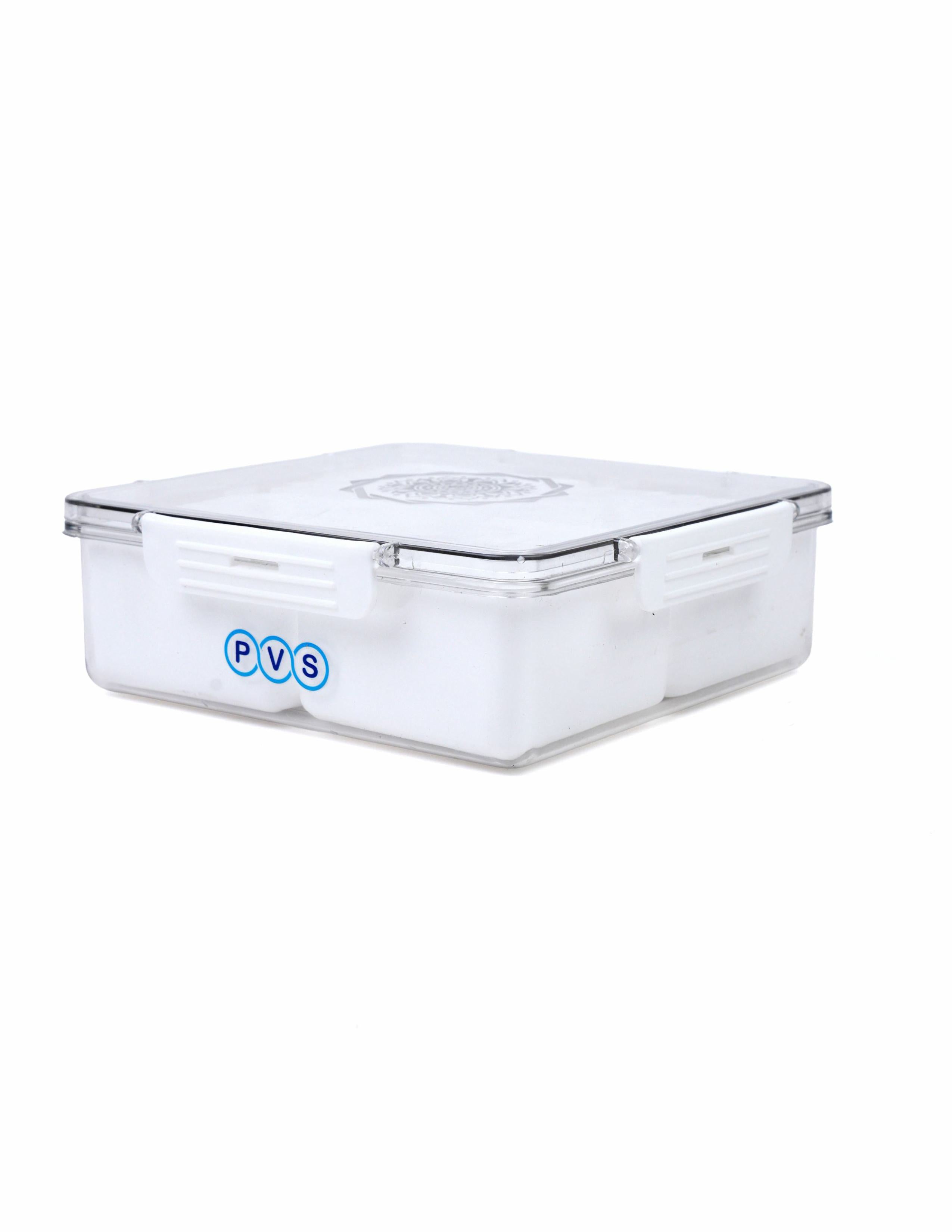 Dry Fruit Box for Gift, Decorate Your Dining Table on This Diwali with dryfruit Storage Container airtight, Masala Box for Kitchen, 4 Compartment Lunch Box (white)