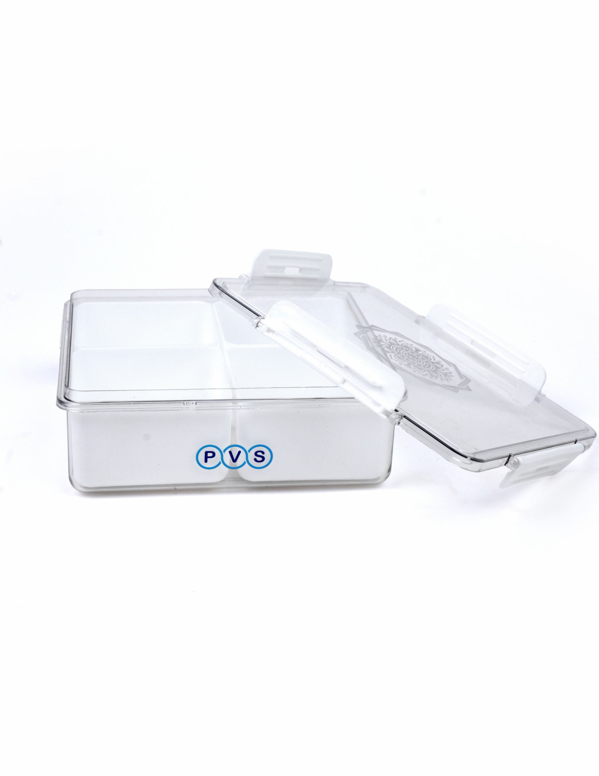 Dry Fruit Box for Gift, Decorate Your Dining Table on This Diwali with dryfruit Storage Container airtight, Masala Box for Kitchen, 4 Compartment Lunch Box (white)