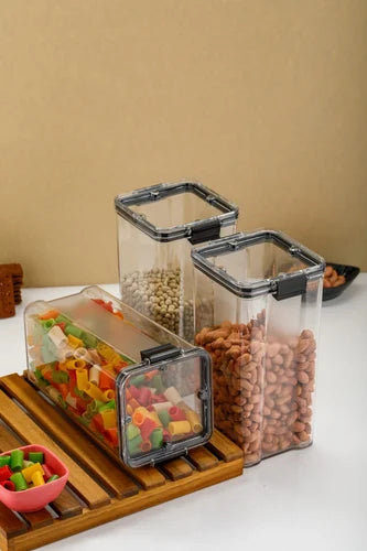 Lock-It Airtight Container for Kitchen Storage Set of 6, Air Tight Containers for Home and Fridge, Plastic Boxes and Kitchen Accessories Items for Storage organizers, Plastic Storage Jars1700ml