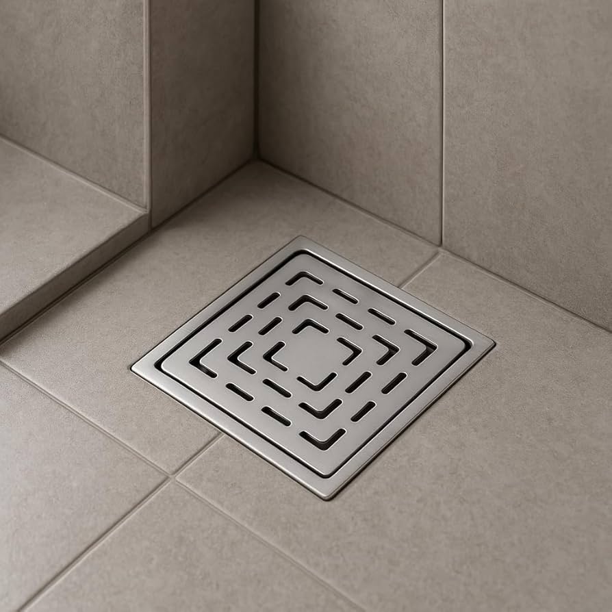 Square Lock Stainless Steel SS 304 Plain with Hole Grating Cut Jali/Hole Jali/Drain Cover/Jali for Bathroom and Kitchen Floor Water Drain Grating (Sq Drainer (Sigma)) (Square Grating)