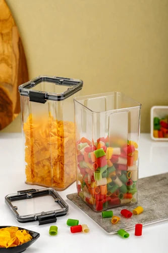 Lock-It Airtight Container for Kitchen Storage Set of 6, Air Tight Containers for Home and Fridge, Plastic Boxes and Kitchen Accessories Items for Storage organizers, Plastic Storage Jars1700ml